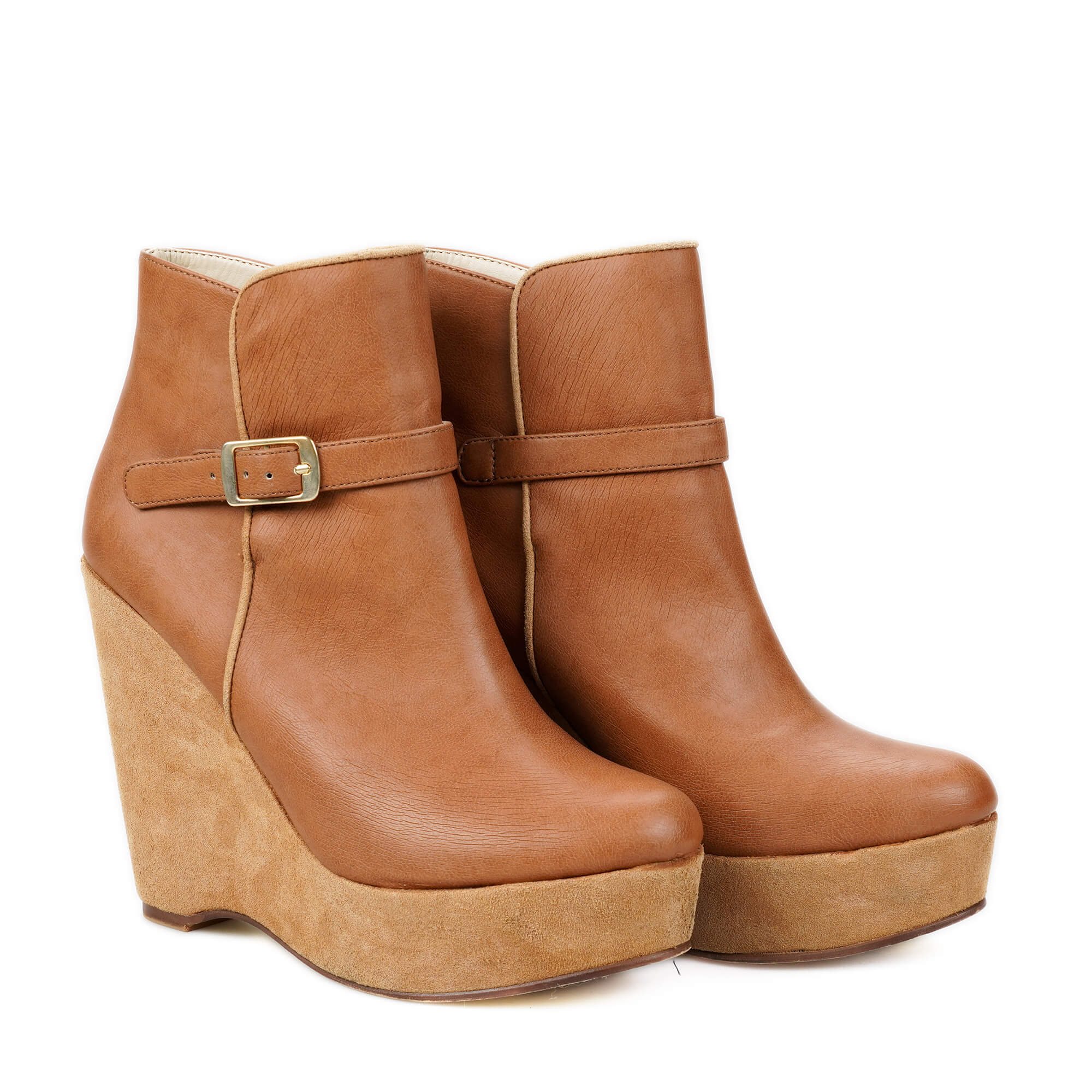 Stella McCartney - Tabac Leather Wedge Boots